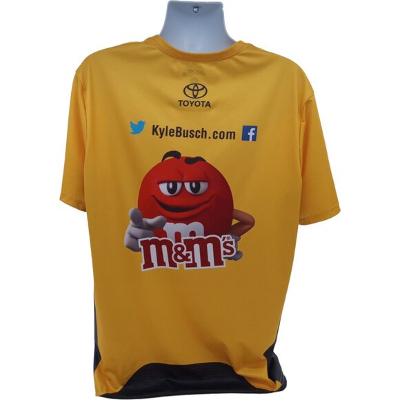 Joe Gibbs Racing M&M Kyle Busch Pit Crew Shirt Mens XL Yellow Top 2019 - Picture 4 of 16